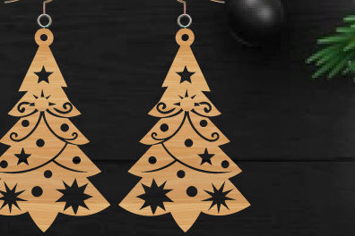 Σετ των 3 Intra απο ξύλο plywood 3mm-4mm πάχος κοπής με λέιζερ Χριστουγεννιάτικο σκουλαρίκι Δίασταση 3x3 cm INTRAFABR-111324061