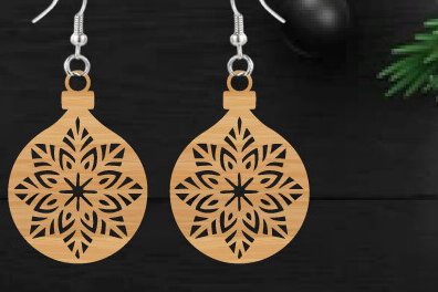 Σετ των 3 Intra απο ξύλο plywood 3mm-4mm πάχος κοπής με λέιζερ Χριστουγεννιάτικο σκουλαρίκι Δίασταση 3x3 cm INTRAFABR-111323091