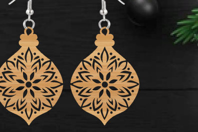 Σετ των 3 Intra απο ξύλο plywood 3mm-4mm πάχος κοπής με λέιζερ Χριστουγεννιάτικο σκουλαρίκι Δίασταση 3x3 cm INTRAFABR-111323268