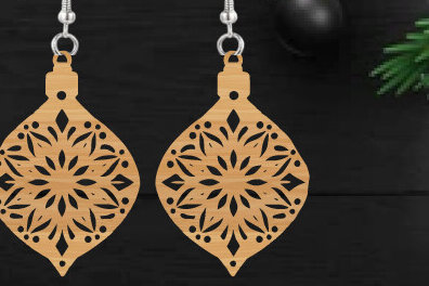 Σετ των 3 Intra απο ξύλο plywood 3mm-4mm πάχος κοπής με λέιζερ Χριστουγεννιάτικο σκουλαρίκι Δίασταση 3x3 cm INTRAFABR-111323702