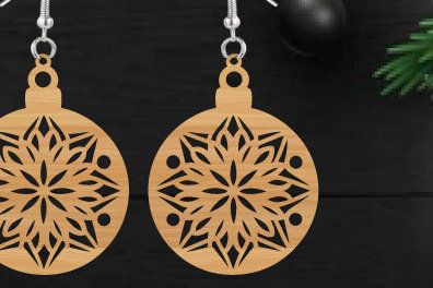 Σετ των 3 Intra απο ξύλο plywood 3mm-4mm πάχος κοπής με λέιζερ Χριστουγεννιάτικο σκουλαρίκι Δίασταση 3x3 cm INTRAFABR-111323471
