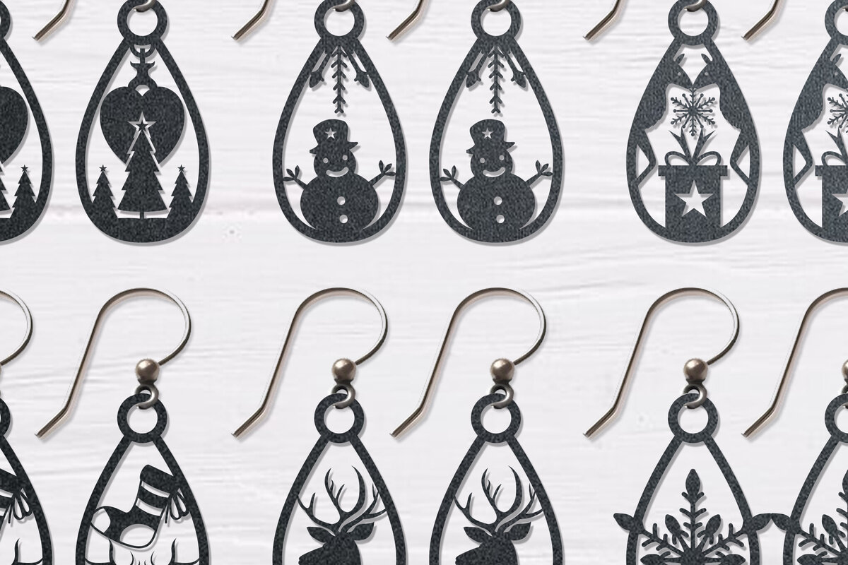 Σετ των 3 Intra απο ξύλο plywood 3mm-4mm πάχος Χριστουγεννιάτικο Σκουλαρίκι Δίασταση 3x3 cm INTRAFABR-106322639