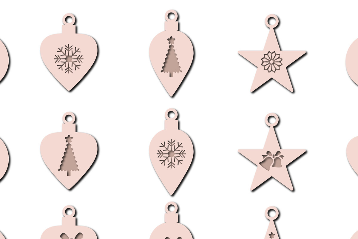 Σετ των 2 Intra απο ξύλο plywood 3mm-4mm πάχος προτύπων χριστουγεννιάτικων σκουλαρικιών 1 Δίασταση 15x15 cm INTRAFABR-17539147