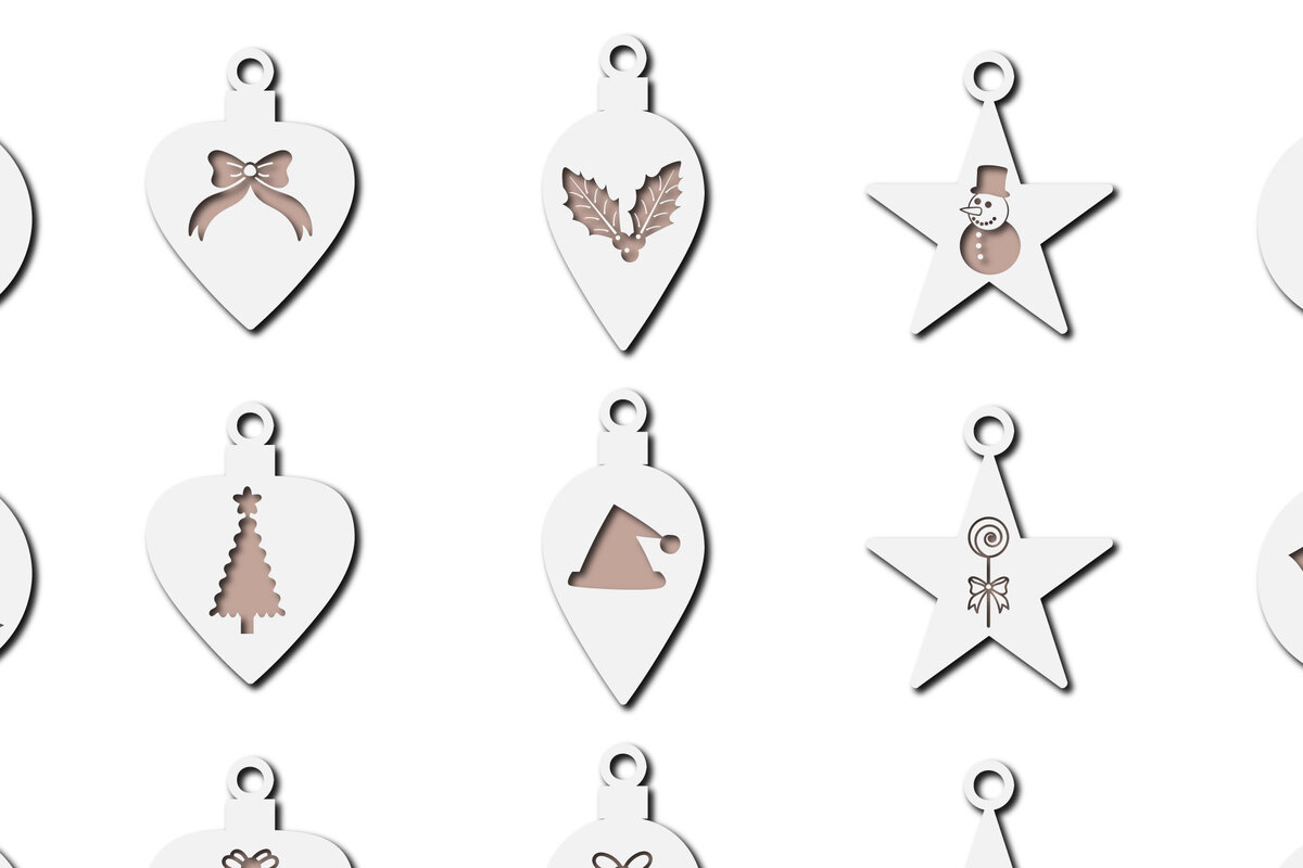 Σετ των 2 Intra απο ξύλο plywood 3mm-4mm πάχος προτύπων χριστουγεννιάτικων σκουλαρικιών 2 Δίασταση 15x15 cm INTRAFABR-17539723