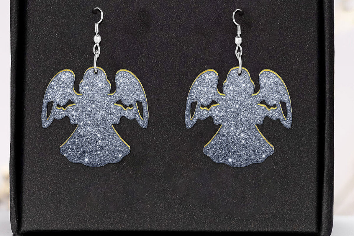 Σετ των 3 Intra απο ξύλο plywood 3mm-4mm πάχος Χριστουγεννιάτικα σκουλαρίκια. Angel Wings . Δίασταση 4x4 cm INTRAFABR-111634174