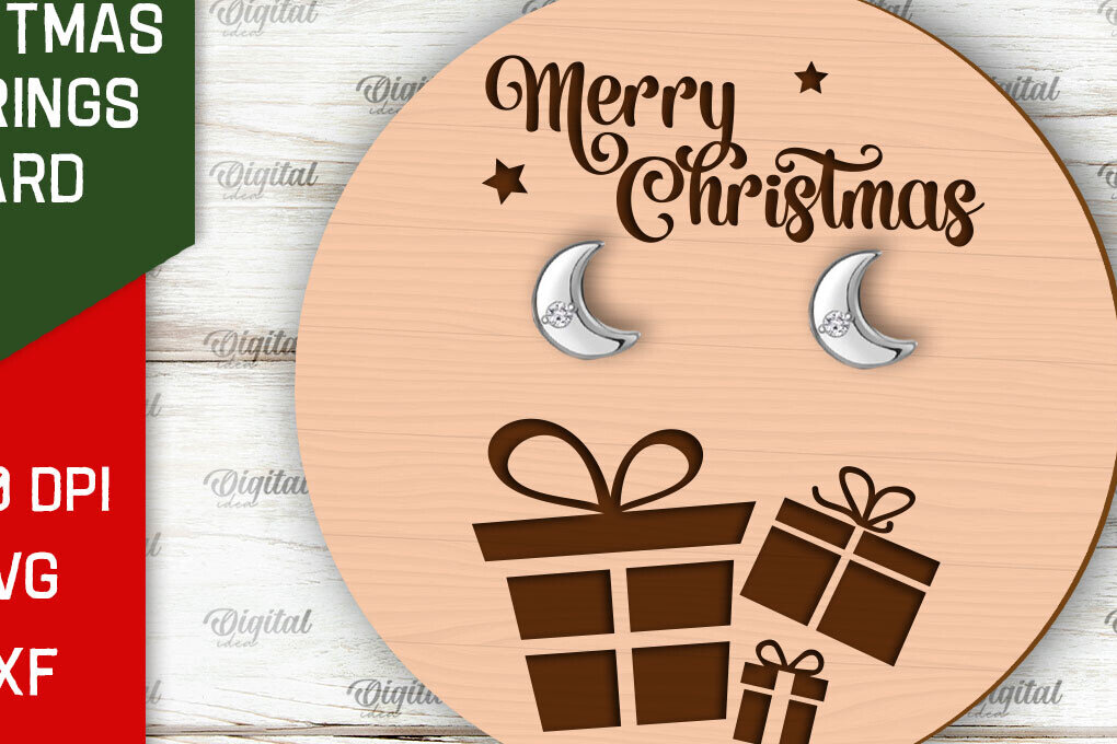 Σετ των 3 Intra απο ξύλο plywood 3mm-4mm πάχος Χριστουγεννιάτικα Σκουλαρίκια Κάρτα με λέιζερ Δίασταση 3x3 cm INTRAFABR-104869127