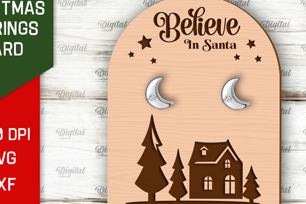 Σετ των 3 Intra απο ξύλο plywood 3mm-4mm πάχος Χριστουγεννιάτικα Σκουλαρίκια Κάρτα με λέιζερ Δίασταση 3x3 cm INTRAFABR-104869159