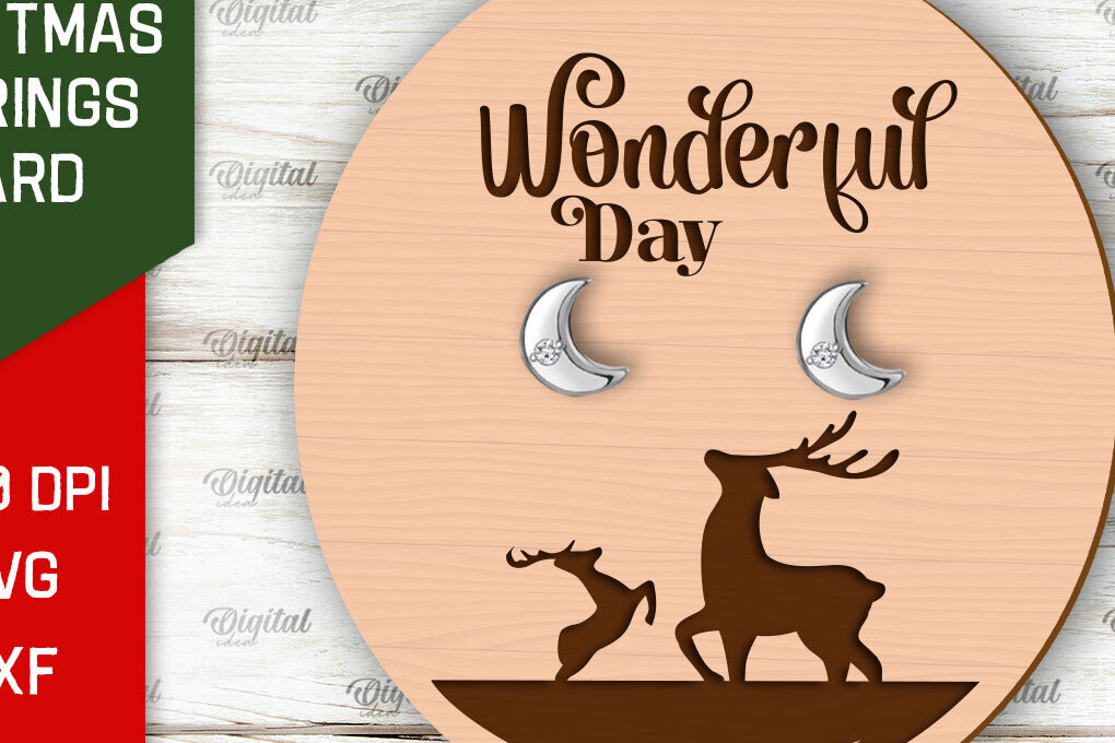 Σετ των 3 Intra απο ξύλο plywood 3mm-4mm πάχος Χριστουγεννιάτικα Σκουλαρίκια Κάρτα με λέιζερ Δίασταση 3x3 cm INTRAFABR-104869192