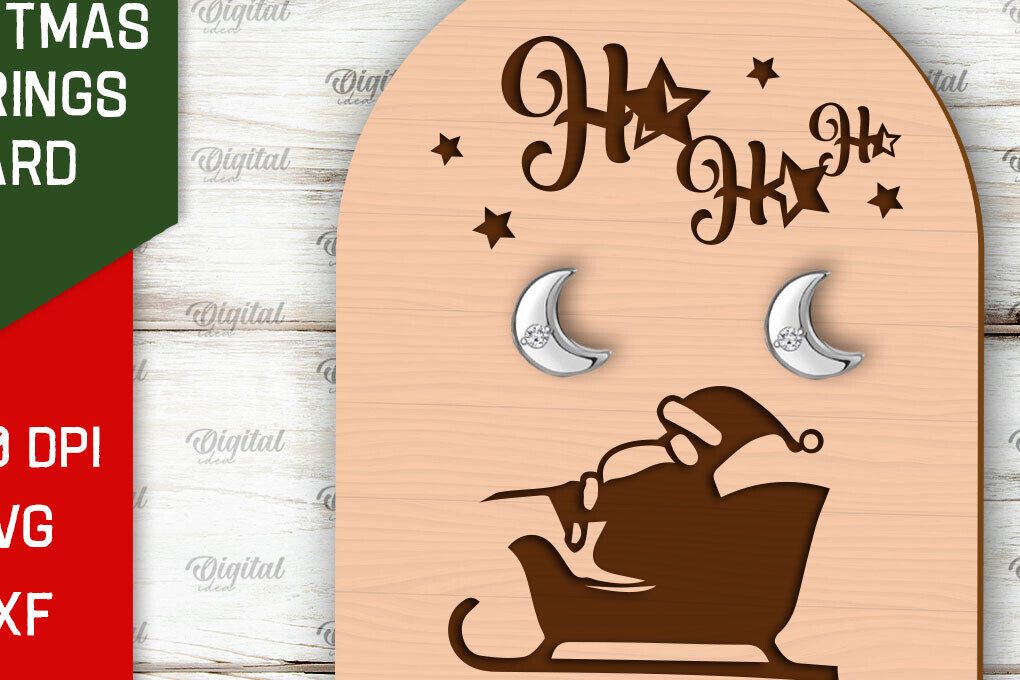 Σετ των 3 Intra απο ξύλο plywood 3mm-4mm πάχος Χριστουγεννιάτικα Σκουλαρίκια Κάρτα με λέιζερ Δίασταση 3x3 cm INTRAFABR-104869257