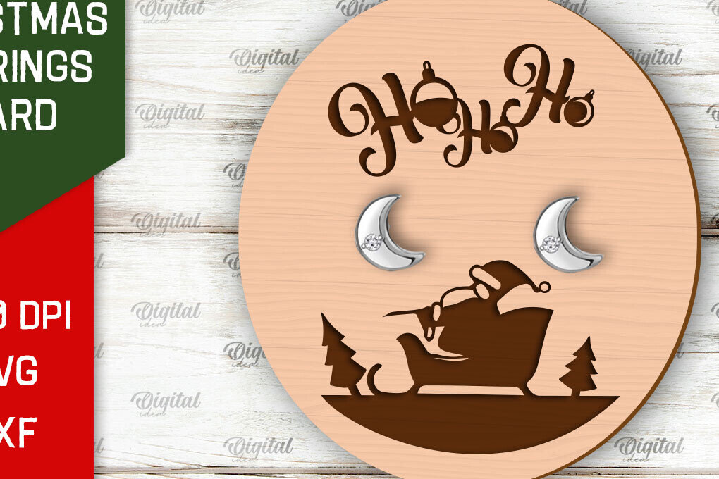 Σετ των 3 Intra απο ξύλο plywood 3mm-4mm πάχος Χριστουγεννιάτικα Σκουλαρίκια Κάρτα με λέιζερ Δίασταση 3x3 cm INTRAFABR-104869293