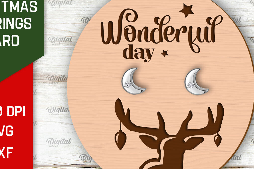 Σετ των 3 Intra απο ξύλο plywood 3mm-4mm πάχος Χριστουγεννιάτικα Σκουλαρίκια Κάρτα με λέιζερ Δίασταση 3x3 cm INTRAFABR-104869342