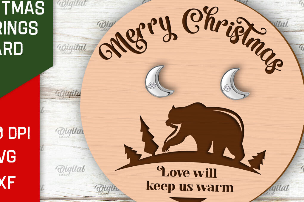 Σετ των 3 Intra απο ξύλο plywood 3mm-4mm πάχος Χριστουγεννιάτικα Σκουλαρίκια Κάρτα με λέιζερ Δίασταση 3x3 cm INTRAFABR-104868994