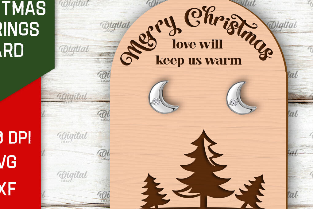 Σετ των 3 Intra απο ξύλο plywood 3mm-4mm πάχος Χριστουγεννιάτικα Σκουλαρίκια Κάρτα  Δίασταση 3x3 cm INTRAFABR-104869085