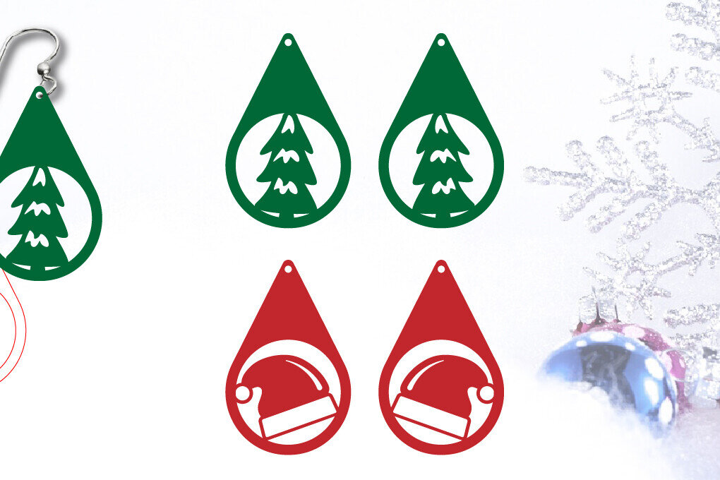 Σετ των 3 Intra απο ξύλο plywood 3mm-4mm πάχος Χριστουγεννιάτικα Σκουλαρίκια | Χριστουγεννιάτικα κοσμήματα Δίασταση 3x3 cm INTRAFABR-103849918