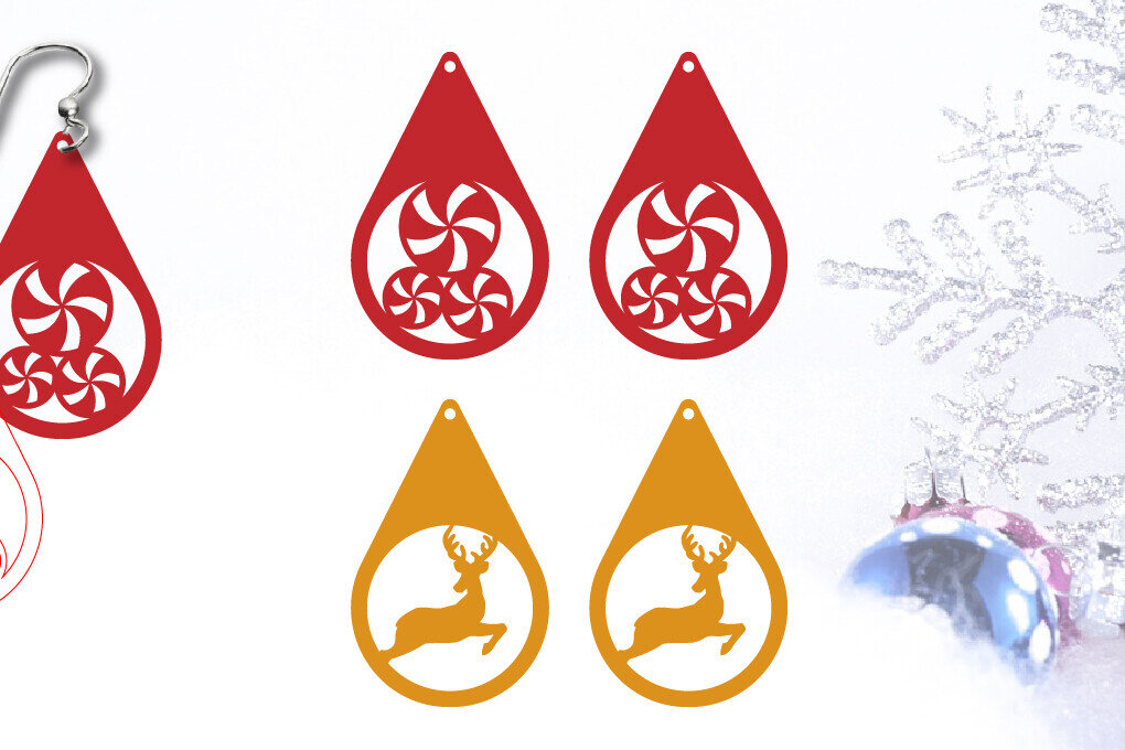 Σετ των 3 Intra απο ξύλο plywood 3mm-4mm πάχος Χριστουγεννιάτικα Σκουλαρίκια | Χριστουγεννιάτικα κοσμήματα Δίασταση 3x3 cm INTRAFABR-104219429