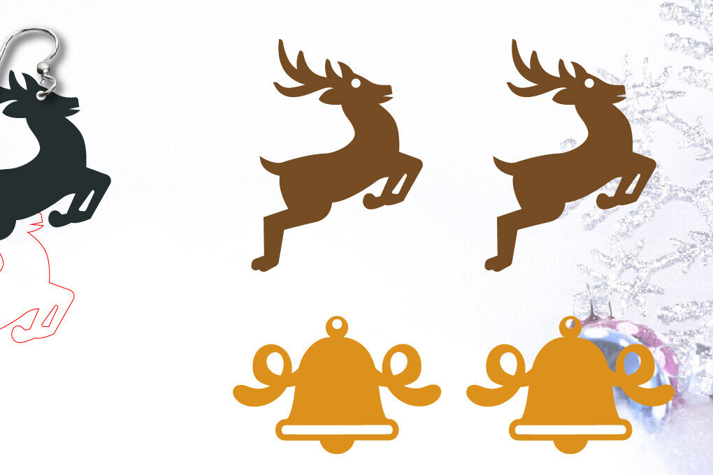 Σετ των 3 Intra απο ξύλο plywood 3mm-4mm πάχος Χριστουγεννιάτικα Σκουλαρίκια | Χριστουγεννιάτικα κοσμήματα Δίασταση 3x3 cm INTRAFABR-104854229