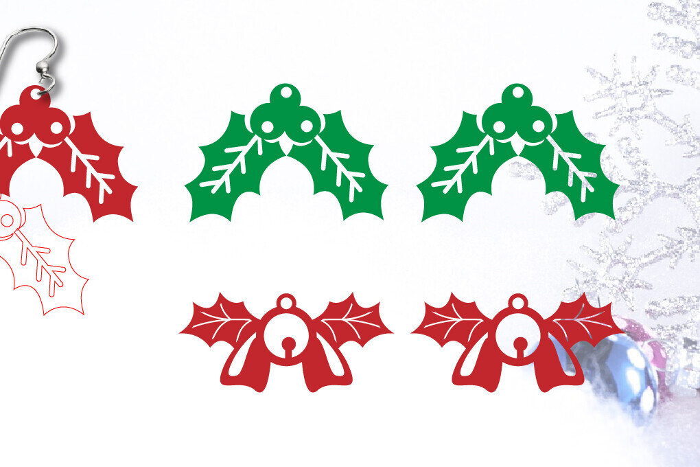 Σετ των 3 Intra απο ξύλο plywood 3mm-4mm πάχος Χριστουγεννιάτικα Σκουλαρίκια | Χριστουγεννιάτικα κοσμήματα Δίασταση 3x3 cm INTRAFABR-103577888