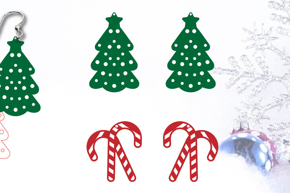 Σετ των 3 Intra απο ξύλο plywood 3mm-4mm πάχος Χριστουγεννιάτικα Σκουλαρίκια | Χριστουγεννιάτικο μπρελόκ Δίασταση 3x3 cm INTRAFABR-103989726