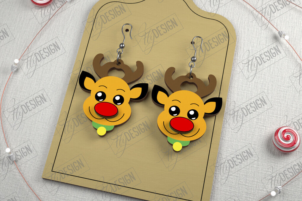 Σετ των 3 Intra απο ξύλο plywood 3mm-4mm πάχος Χριστουγεννιάτικα Σκουλαρίκια | Ιδέα για δώρο διακοπών Δίασταση 3x3 cm INTRAFABR-107177791