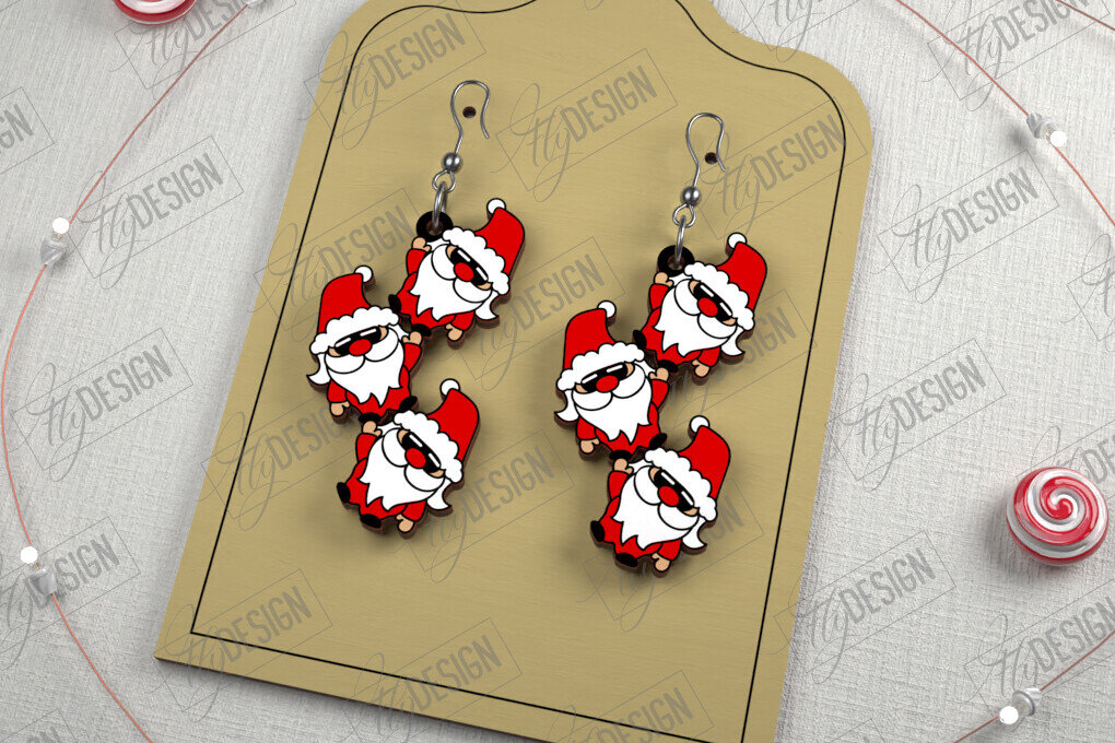 Σετ των 3 Intra απο ξύλο plywood 3mm-4mm πάχος Χριστουγεννιάτικα Σκουλαρίκια | Ιδέα για δώρο διακοπών Δίασταση 3x3 cm INTRAFABR-107177811