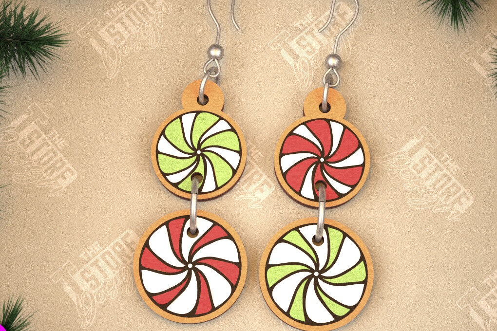 Σετ των 3 Intra απο ξύλο plywood 3mm-4mm πάχος Χριστουγεννιάτικα Σκουλαρίκια | Σχεδιασμός κοσμημάτων |CNC Δίασταση 3x3 cm INTRAFABR-105341018