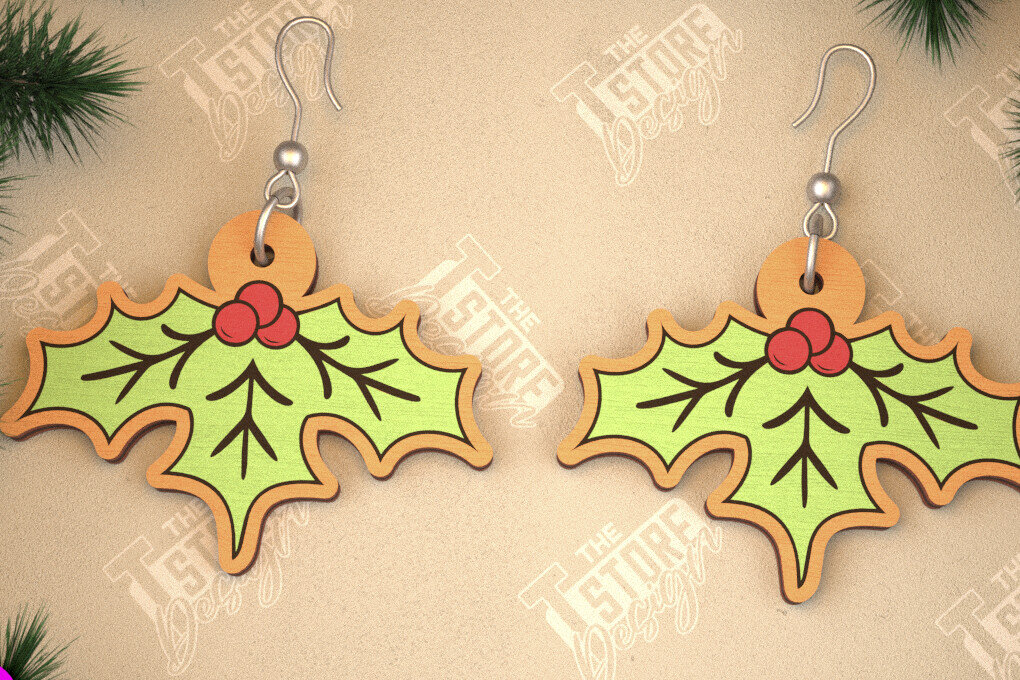 Σετ των 3 Intra απο ξύλο plywood 3mm-4mm πάχος Χριστουγεννιάτικα Σκουλαρίκια | Σχεδιασμός κοσμημάτων |CNC Δίασταση 3x3 cm INTRAFABR-105341021