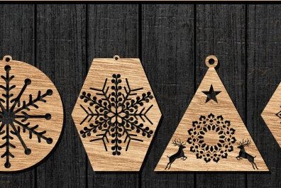 Σετ των 3 Intra απο ξύλο plywood 3mm-4mm πάχος Χριστουγεννιάτικα Σκουλαρίκια Κοσμήματα με λέιζερ Δίασταση 3x3 cm INTRAFABR-43340068