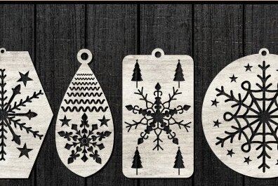 Σετ των 3 Intra απο ξύλο plywood 3mm-4mm πάχος Χριστουγεννιάτικα Σκουλαρίκια Κοσμήματα με λέιζερ Δίασταση 3x3 cm INTRAFABR-43340049