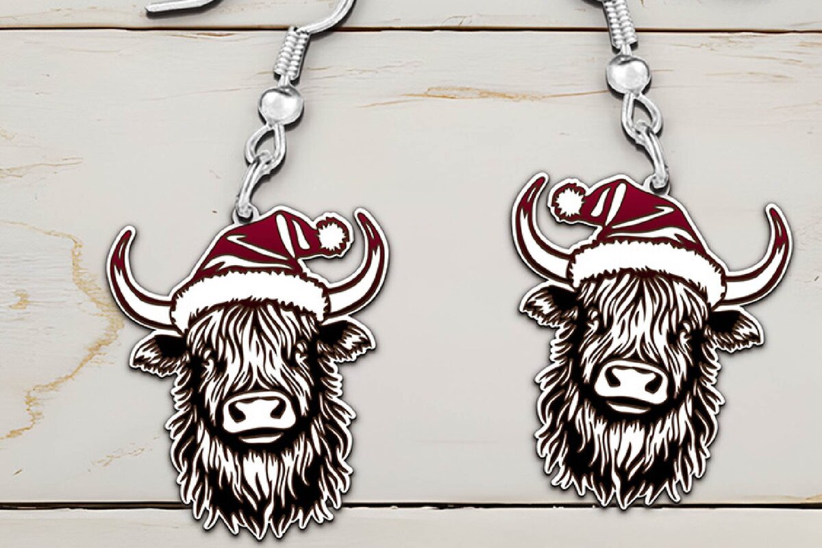 Σετ των 3 Intra απο ξύλο plywood 3mm-4mm πάχος Χριστουγεννιάτικα σκουλαρίκια με λέιζερ. Δίασταση 4x4 cm INTRAFABR-107460222