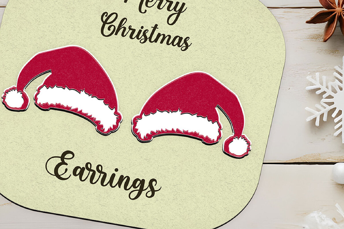 Σετ των 3 Intra απο ξύλο plywood 3mm-4mm πάχος Χριστουγεννιάτικα σκουλαρίκια με λέιζερ. Δίασταση 4x4 cm INTRAFABR-107992548