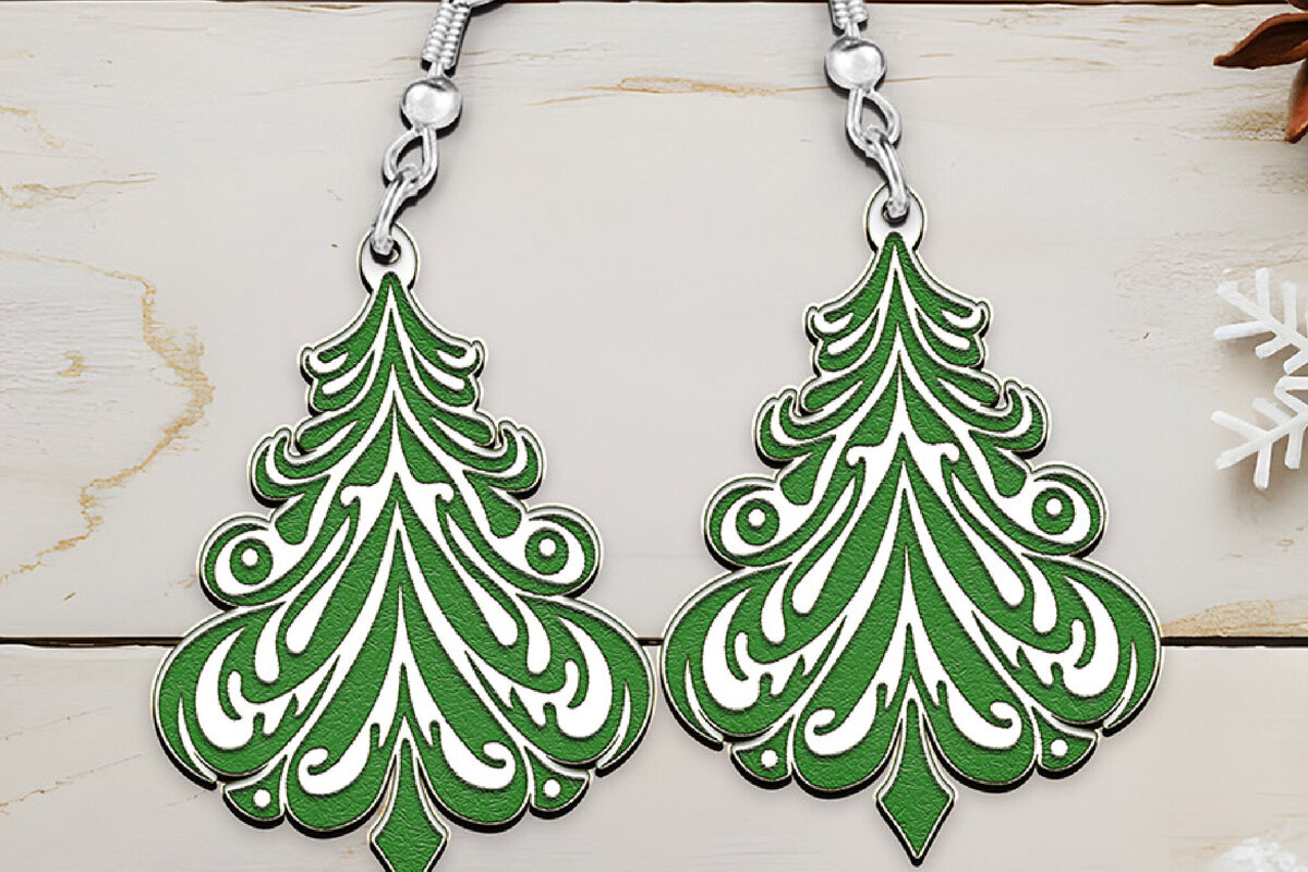 Σετ των 3 Intra απο ξύλο plywood 3mm-4mm πάχος Χριστουγεννιάτικα σκουλαρίκια με λέιζερ. Δίασταση 4x4 cm INTRAFABR-110682958