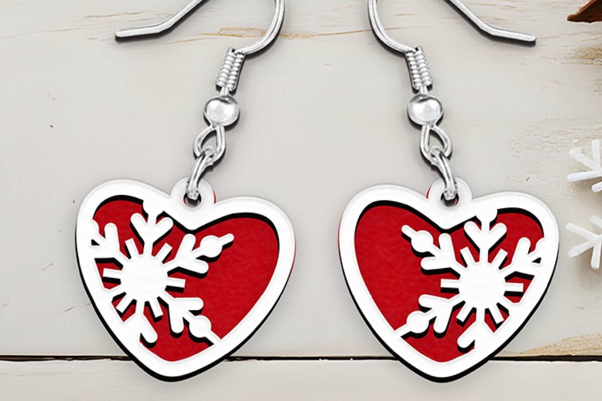 Σετ των 3 Intra απο ξύλο plywood 3mm-4mm πάχος Χριστουγεννιάτικα σκουλαρίκια με λέιζερ. Δίασταση 4x4 cm INTRAFABR-106073722