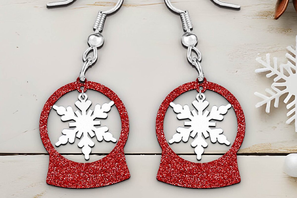 Σετ των 3 Intra απο ξύλο plywood 3mm-4mm πάχος Χριστουγεννιάτικα σκουλαρίκια με λέιζερ. Δίασταση 4x4 cm INTRAFABR-106139946