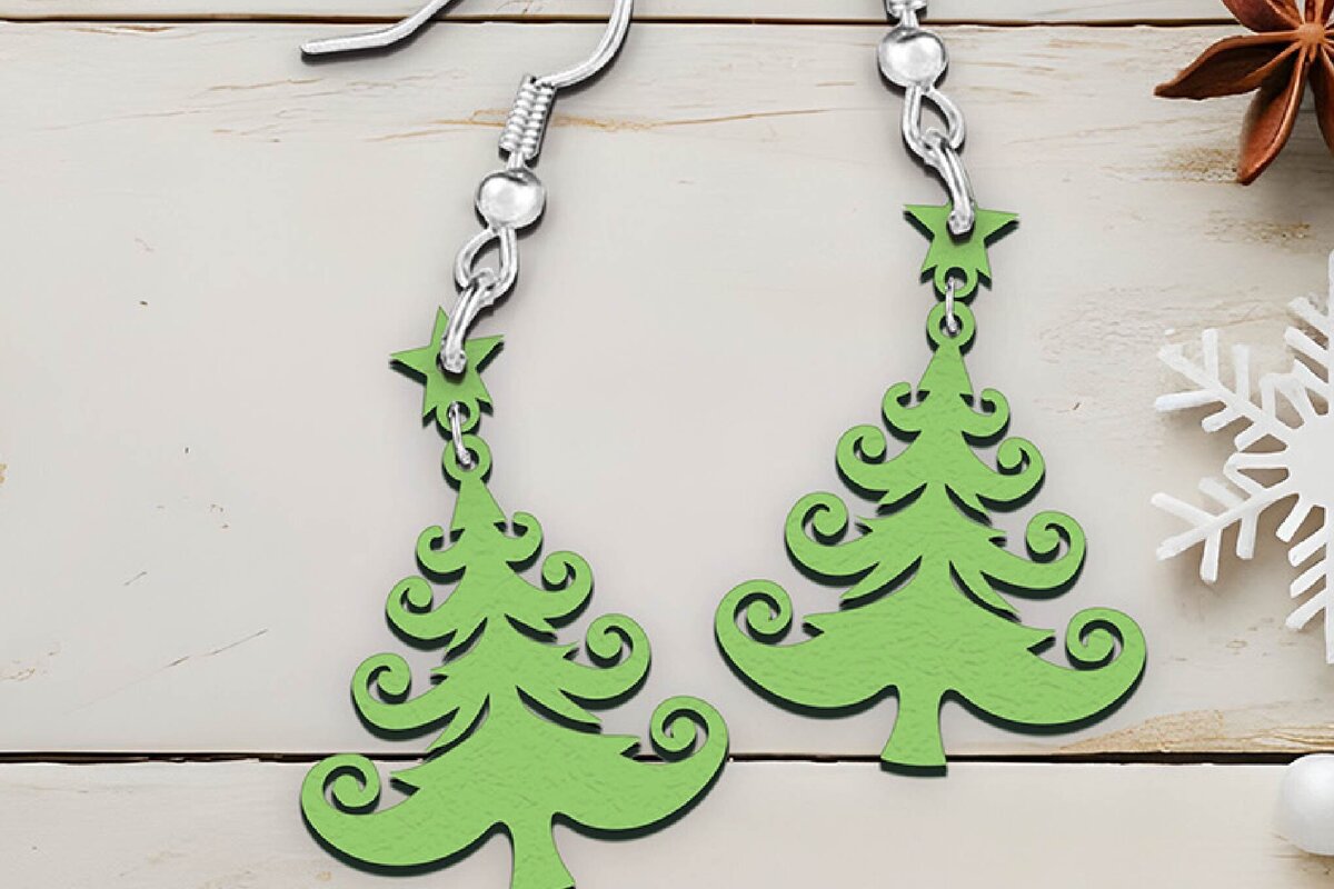 Σετ των 3 Intra απο ξύλο plywood 3mm-4mm πάχος Χριστουγεννιάτικα σκουλαρίκια με λέιζερ. Δίασταση 4x4 cm INTRAFABR-106415539