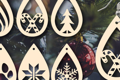 Σετ των 3 Intra απο ξύλο plywood 3mm-4mm πάχος Χριστουγεννιάτικα σκουλαρίκια Δίασταση 3x3 cm INTRAFABR-110475971