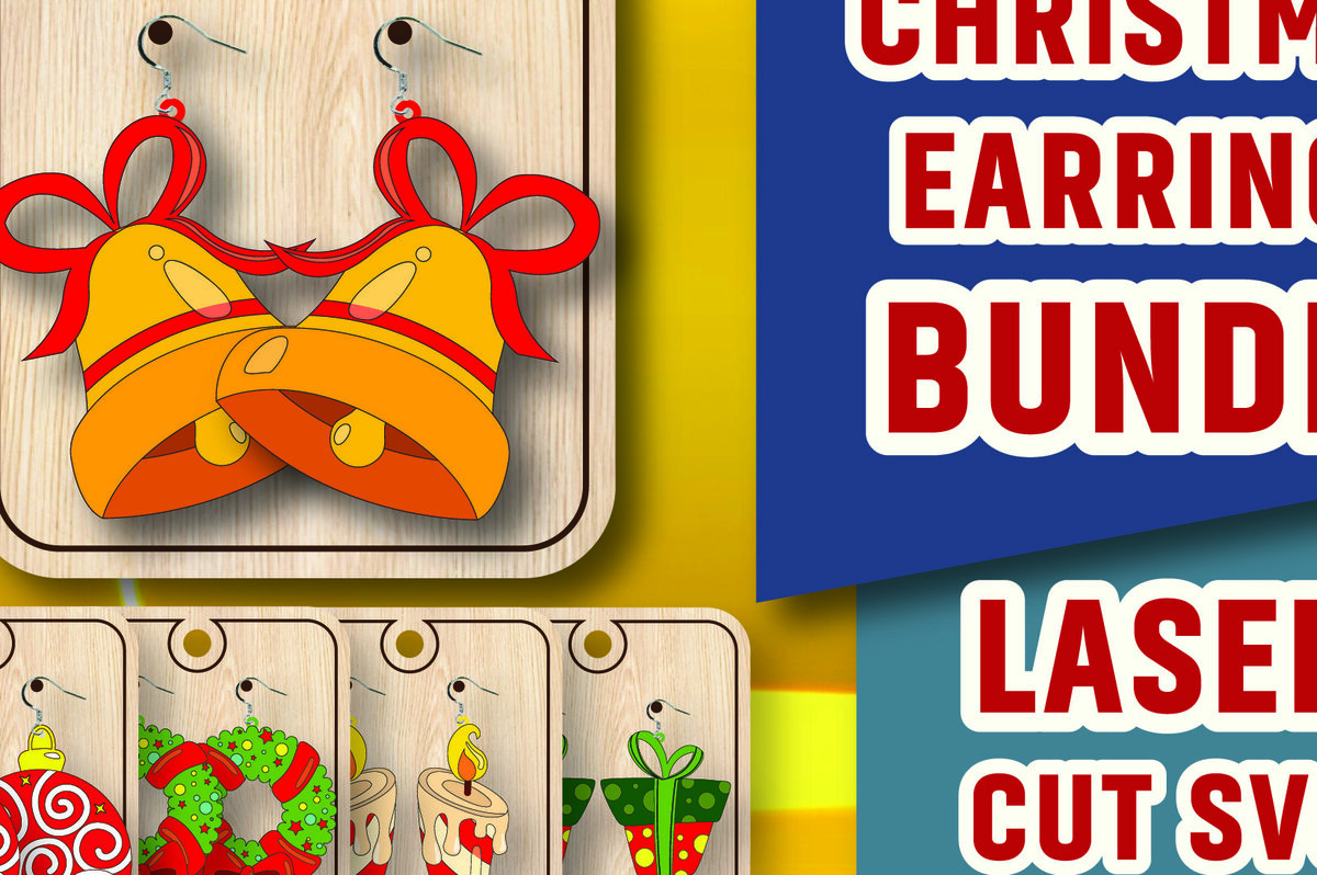 Σετ των 3 Intra απο ξύλο plywood 3mm-4mm πάχος Χριστουγεννιάτικα Σκουλαρίκια Δίασταση 3x3 cm INTRAFABR-107704305