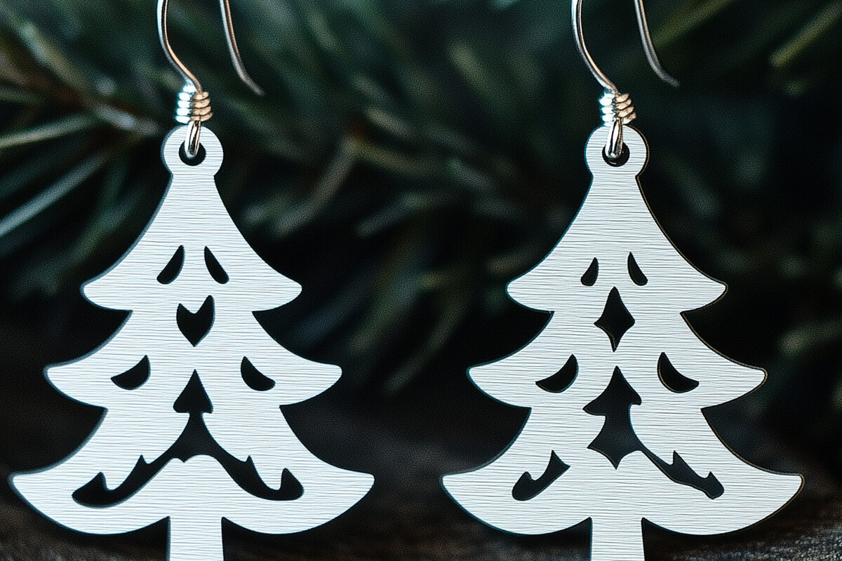 Σετ των 3 Intra απο ξύλο plywood 3mm-4mm πάχος Χριστουγεννιάτικα Σκουλαρίκια Cut Fil Δίασταση 3x3 cm INTRAFABR-109550896