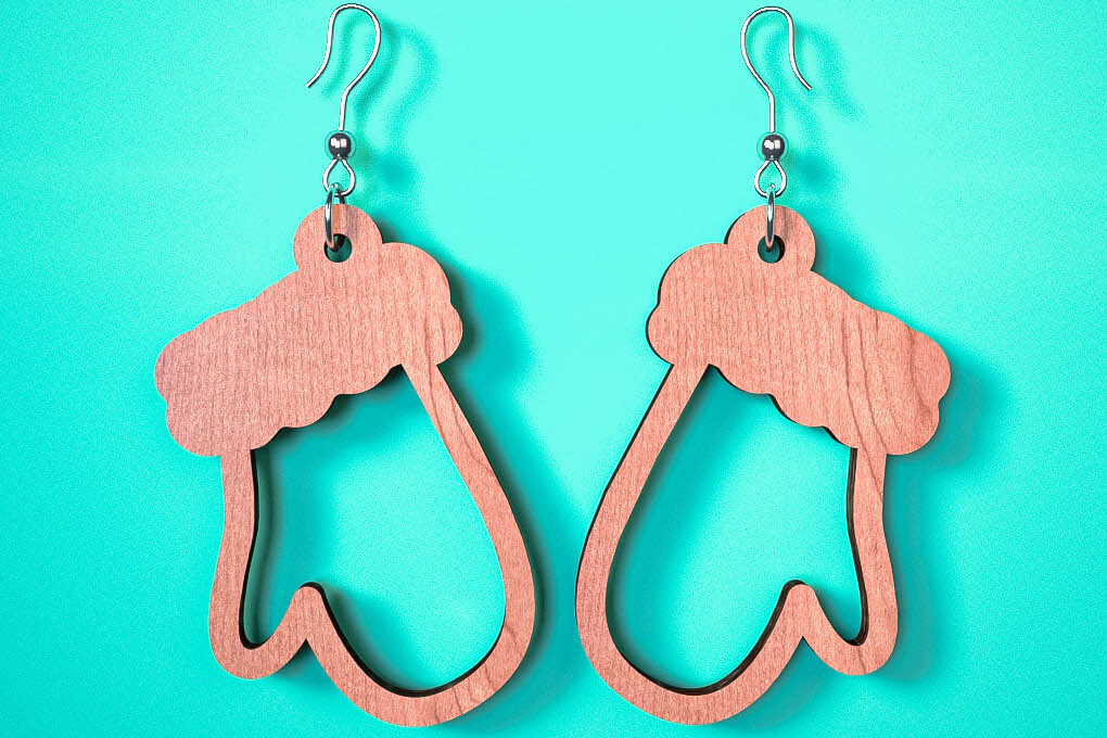 Σετ των 3 Intra απο ξύλο plywood 3mm-4mm πάχος Χριστουγεννιάτικα Σκουλαρίκια | Λέιζερ Δίασταση 3x3 cm INTRAFABR-75101751