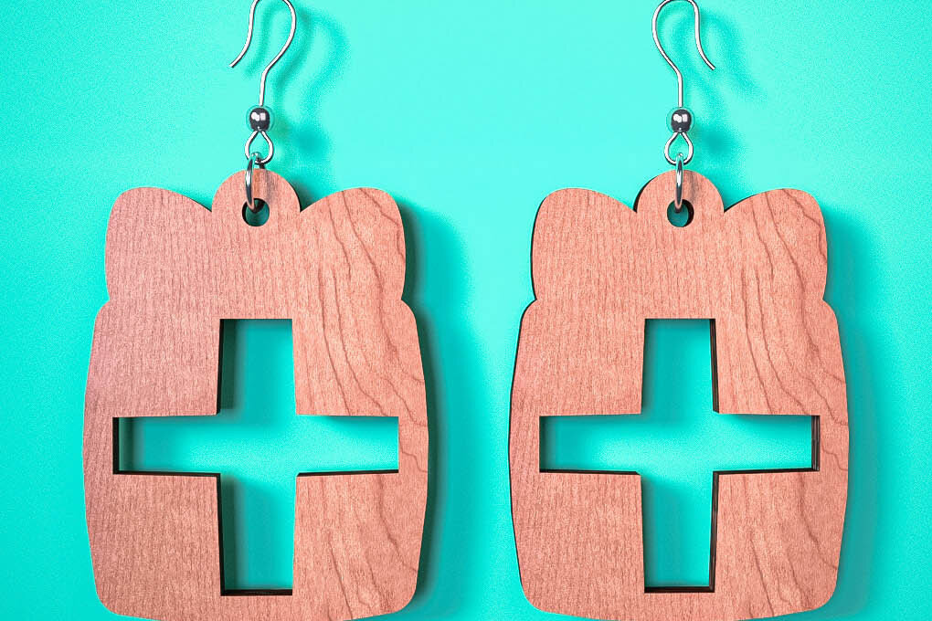 Σετ των 3 Intra απο ξύλο plywood 3mm-4mm πάχος Χριστουγεννιάτικα Σκουλαρίκια | Λέιζερ Δίασταση 3x3 cm INTRAFABR-75101881