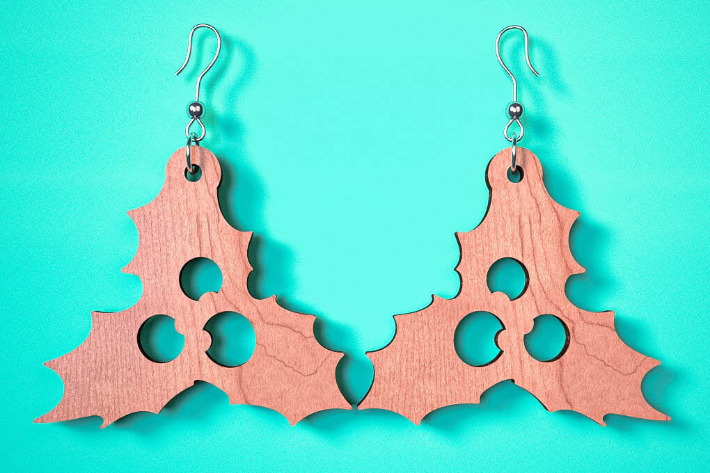 Σετ των 3 Intra απο ξύλο plywood 3mm-4mm πάχος Χριστουγεννιάτικα Σκουλαρίκια | Λέιζερ Δίασταση 3x3 cm INTRAFABR-75101643