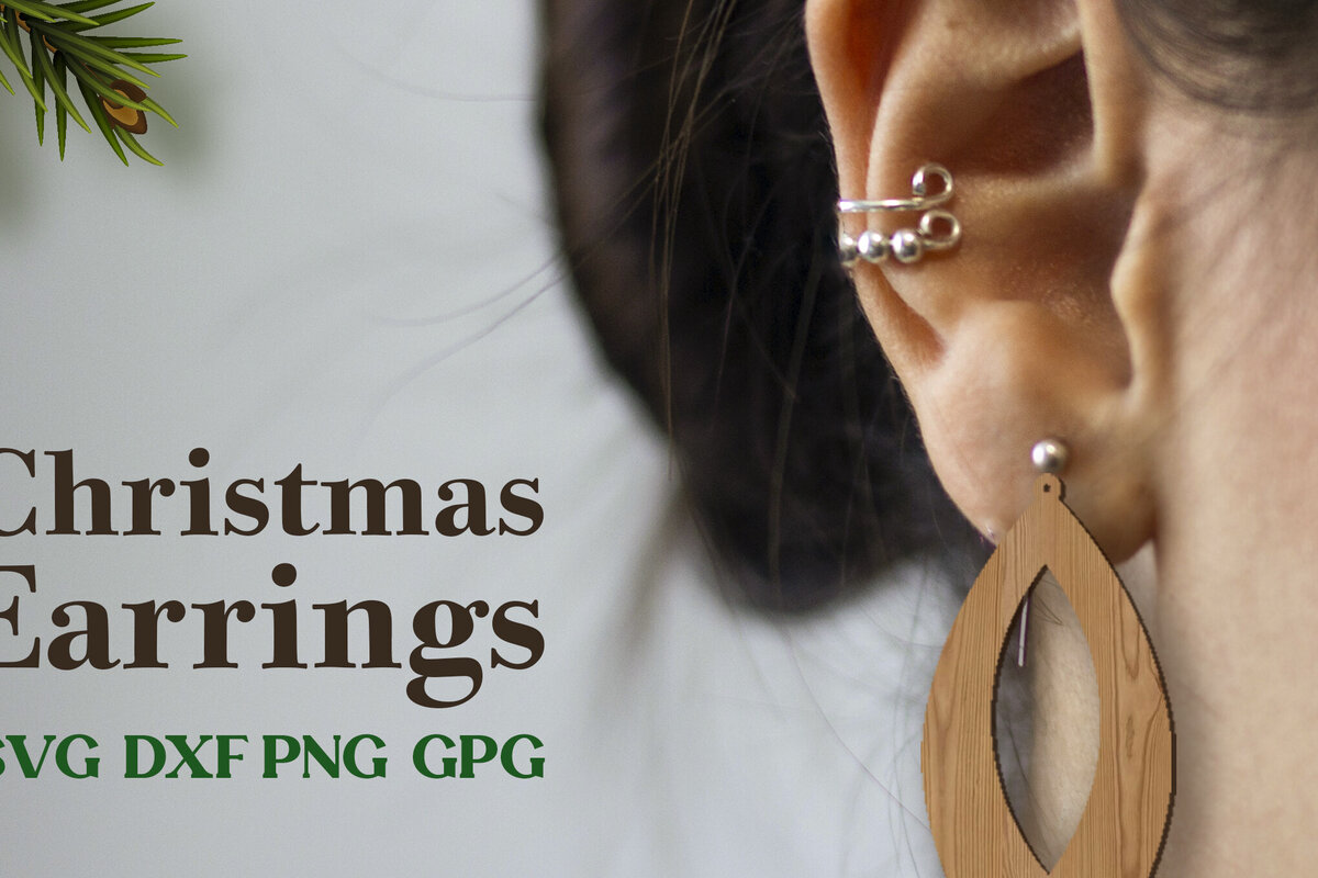 Σετ των 3 Intra απο ξύλο plywood 3mm-4mm πάχος Χριστουγεννιάτικα σκουλαρίκια λέιζερ Δίασταση 3x3 cm INTRAFABR-80961928