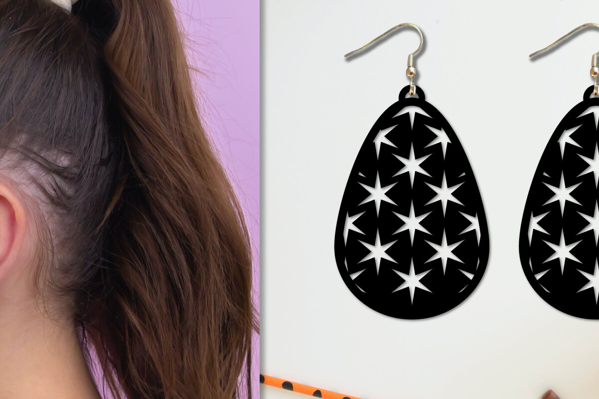 Σετ των 3 Intra απο ξύλο plywood 3mm-4mm πάχος Χριστουγεννιάτικα σκουλαρίκια Δίασταση 3x3 cm INTRAFABR-79183504