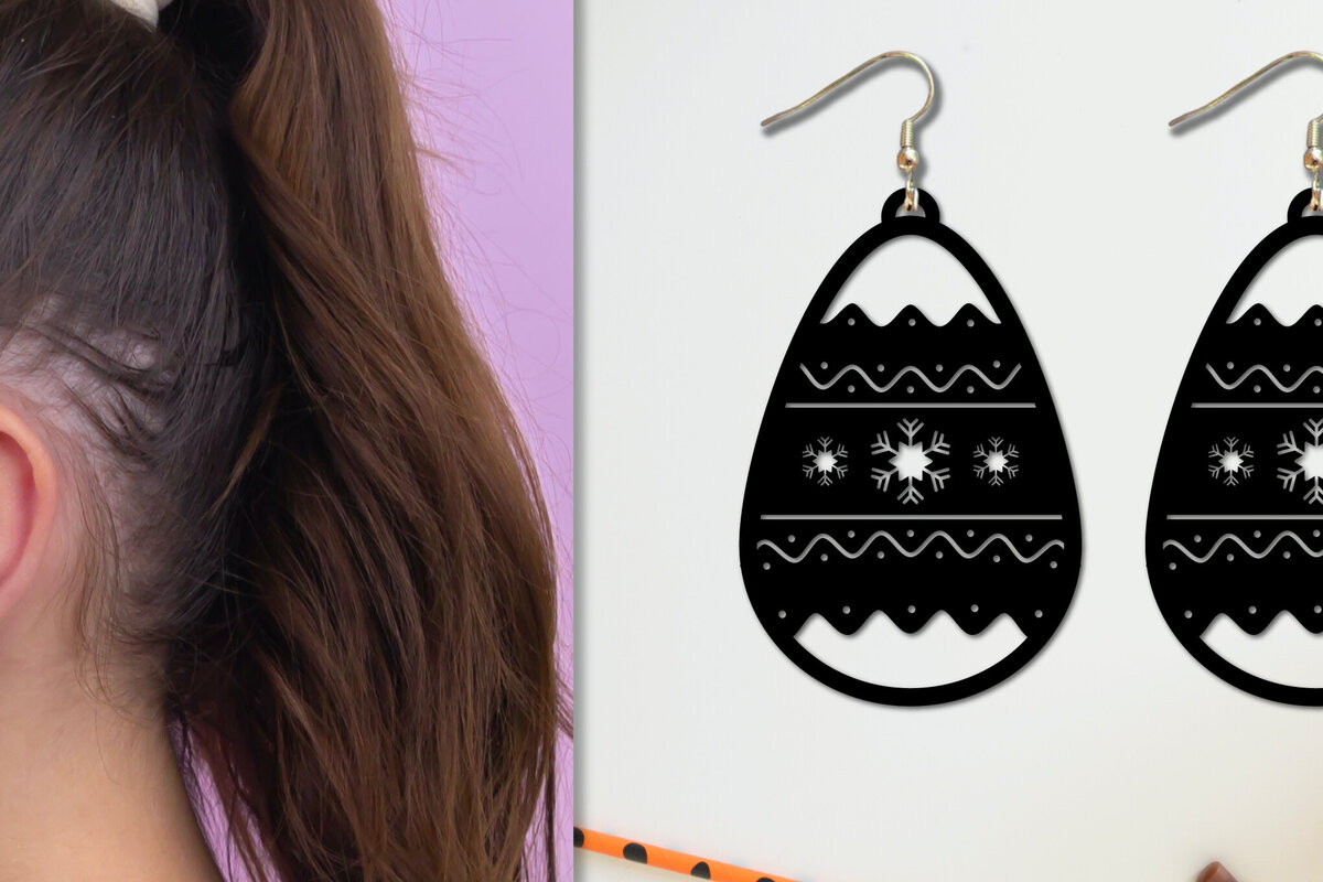 Σετ των 3 Intra απο ξύλο plywood 3mm-4mm πάχος Χριστουγεννιάτικα σκουλαρίκια Δίασταση 3x3 cm INTRAFABR-79149933