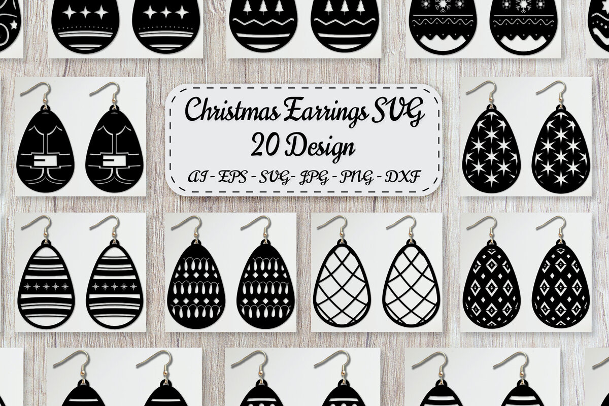 Σετ των 3 Intra απο ξύλο plywood 3mm-4mm πάχος Χριστουγεννιάτικα Σκουλαρίκια Δίασταση 3x3 cm INTRAFABR-79240007