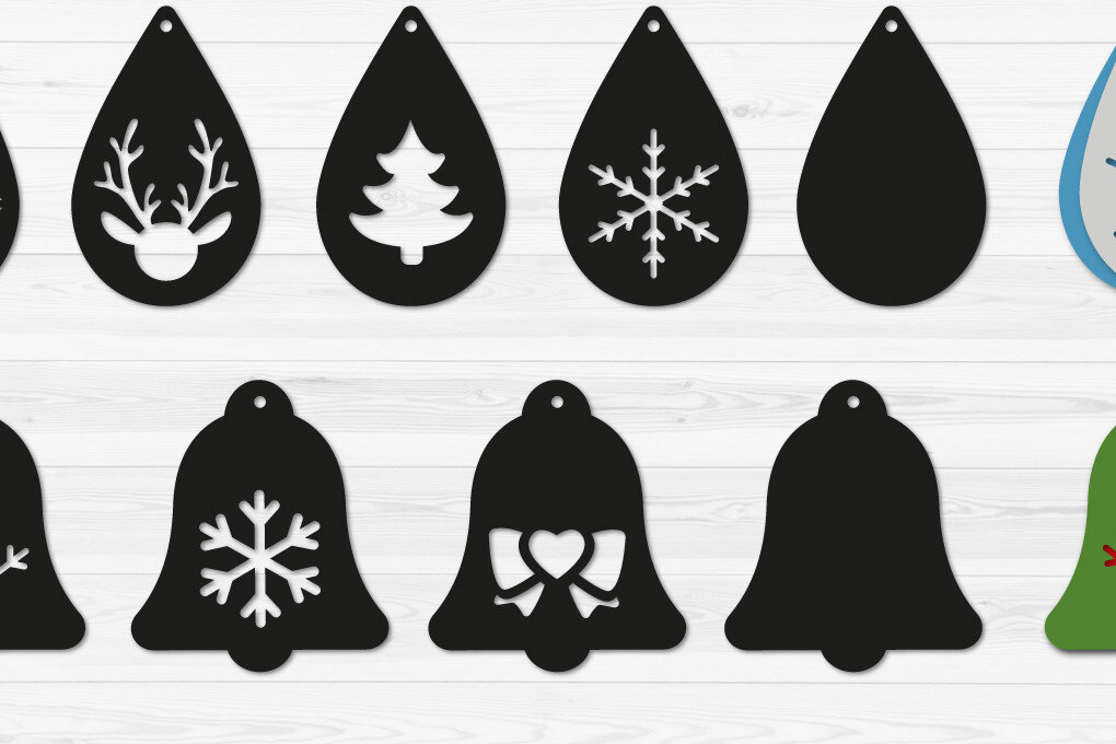 Σετ των 3 Intra απο ξύλο plywood 3mm-4mm πάχος Χριστουγεννιάτικα Σκουλαρίκια Δίασταση 3x3 cm INTRAFABR-68706279