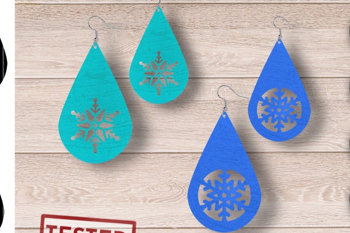 Σετ των 3 Intra απο ξύλο plywood 3mm-4mm πάχος Χριστουγεννιάτικα σκουλαρίκια , Χειμερινή Δίασταση 3x3 cm INTRAFABR-38339770