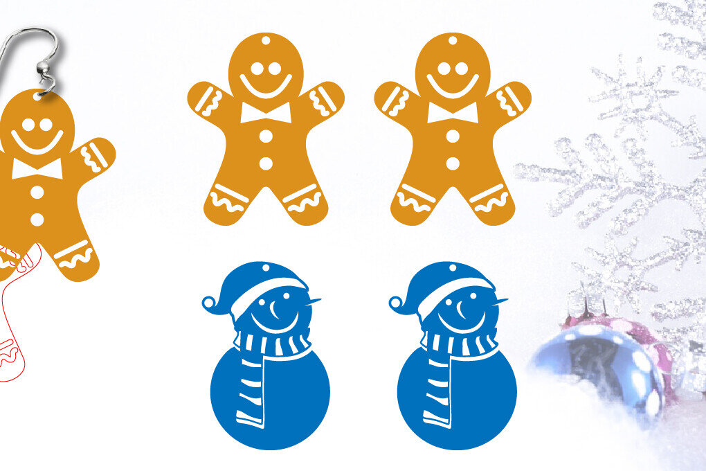 Σετ των 3 Intra απο ξύλο plywood 3mm-4mm πάχος Χριστουγεννιάτικα Σκουλαρίκια | Χειμερινά σκουλαρίκια Δίασταση 3x3 cm INTRAFABR-104491793