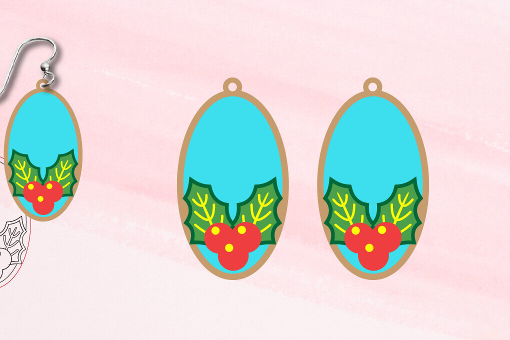 Σετ των 3 Intra απο ξύλο plywood 3mm-4mm πάχος Χριστουγεννιάτικα Σκουλαρίκια|Σκουλαρίκι με κομμένο και σκοράρισμα Δίασταση 3x3 cm INTRAFABR-107872233