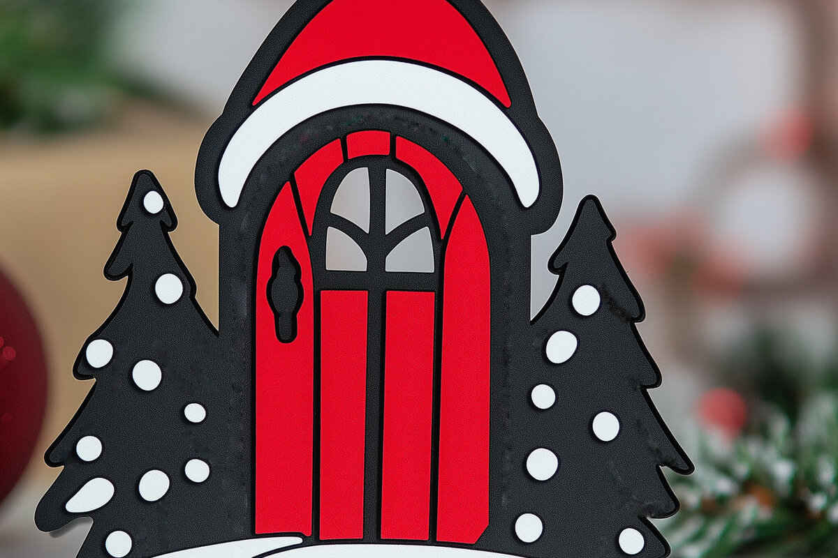 Σετ των 3 Intra απο ξύλο plywood 3mm-4mm πάχος Χριστουγεννιάτικες πόρτες με λέιζερ Δίασταση 4x4 cm INTRAFABR-106513051