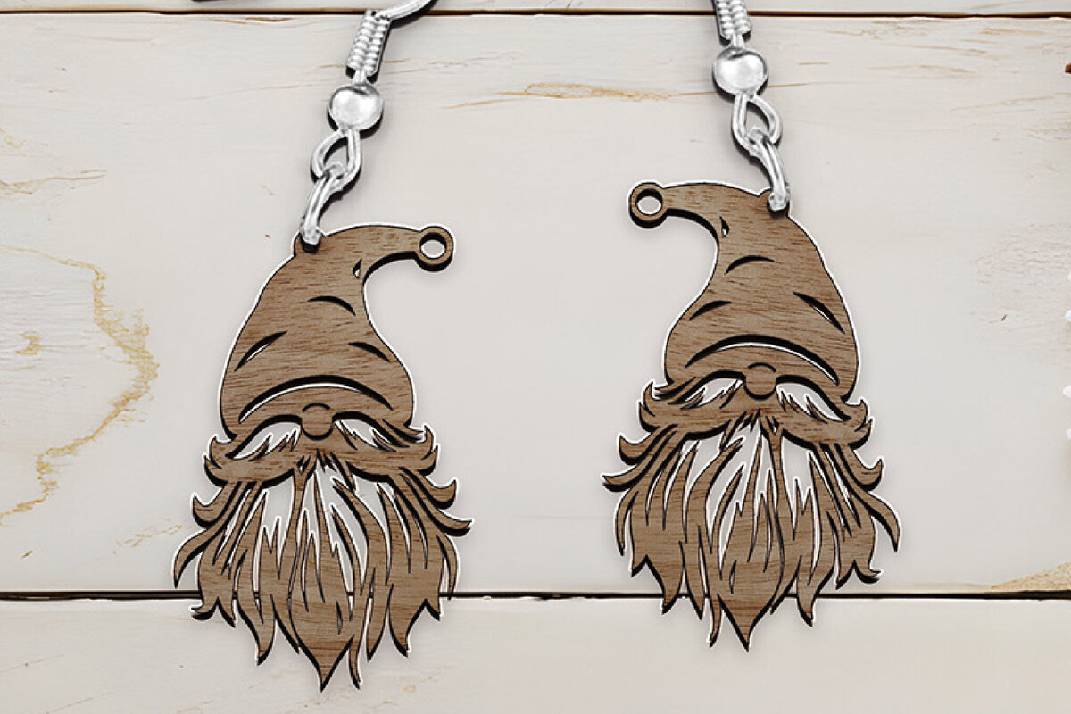 Σετ των 3 Intra απο ξύλο plywood 3mm-4mm πάχος Χριστουγεννιάτικα σκουλαρίκια κομμένα με λέιζερ ξωτικά. Δίασταση 4x4 cm INTRAFABR-110085378